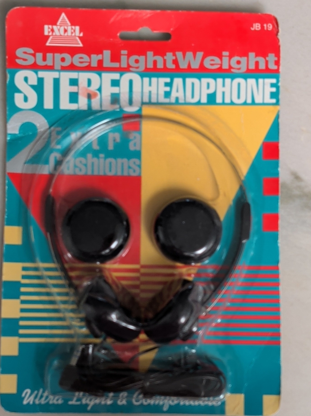 Vintage 80s 90s SuperLightWeight Stereo Headphone - Black